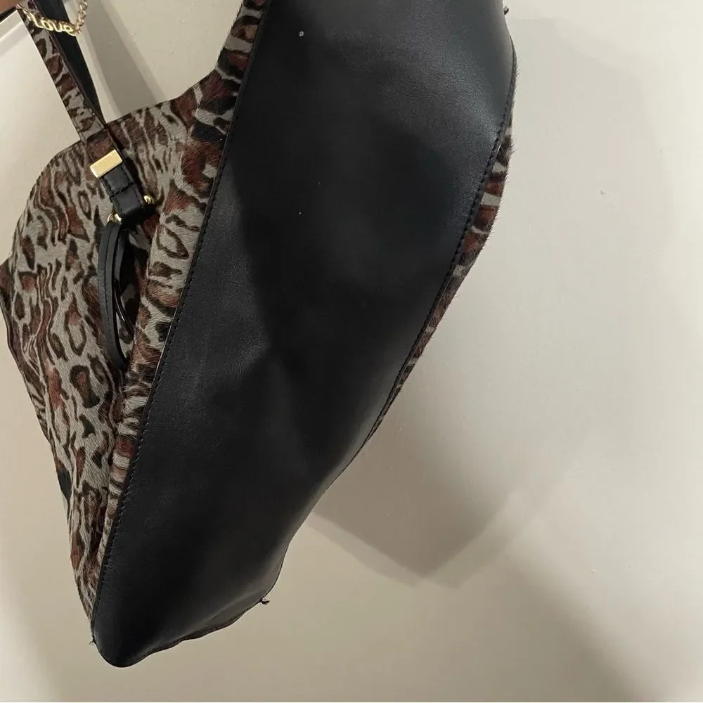 Antonio Melani Leopard Print Leather Tote Bag